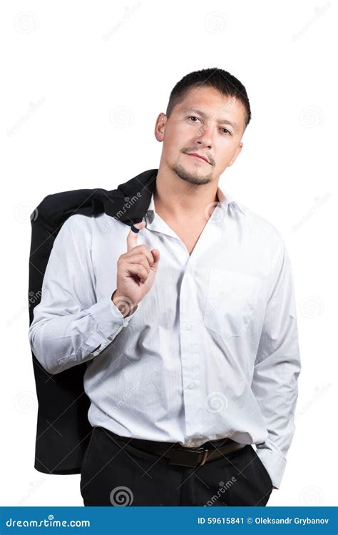 Portrait Of A Businessman Holding His Jacket Over Shoulder Stock Image