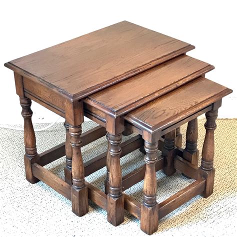 Solid Oak Nest Of Tables Antique Tables Hemswell Antique Centres