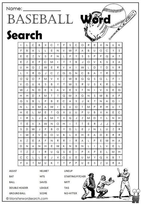 Awesome Baseball Word Search Word Puzzles For Kids Childrens Word