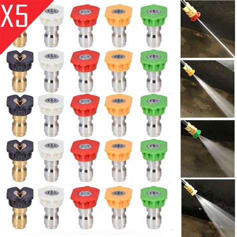 5 Pack High Pressure Washer Spray Nozzle Tips Variety Degrees 14