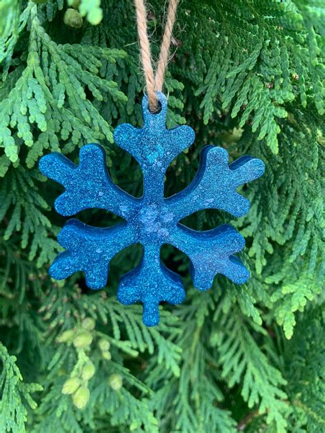 Blue Snowflake Ornament Etsy