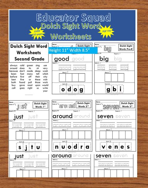 220 Dolch Sight Word Worksheets Printable Etsy