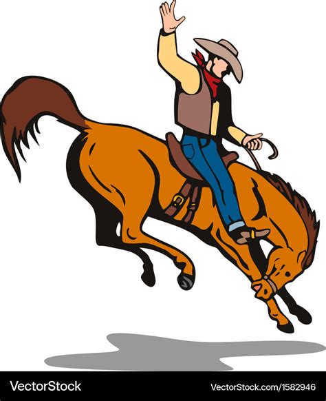 Rodeo Cowboy Riding Horse Royalty Free Vector Image
