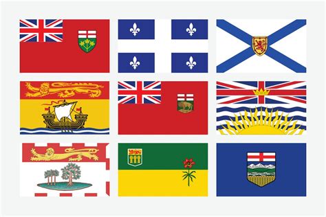Flags Of Canadian Provinces Custom Designed Illustrations ~ Creative