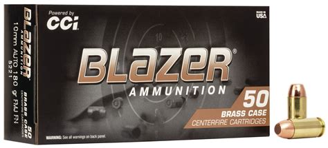 Cci Ammunition Blazer Brass 10mm Auto 180 Grain Full Metal Jacket