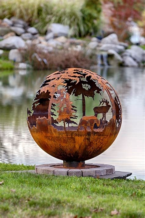 Hand Crafted Custom Up North Fire Pit Sphere 37 Inches By The Fire