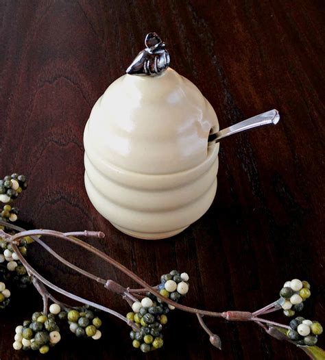 Beehive Ceramic Honey Pot Honey Pot Honey Jar Honey Spoons