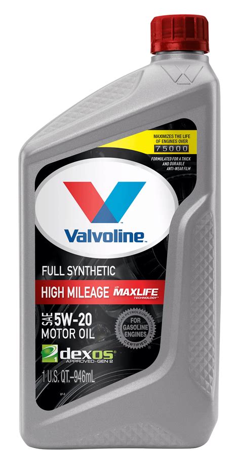 Valvoline Full Synthetic High Mileage With Maxlife Technology Sae 5w 20