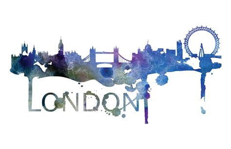 London Watercolor Skyline London Skyline London Art London Etsy