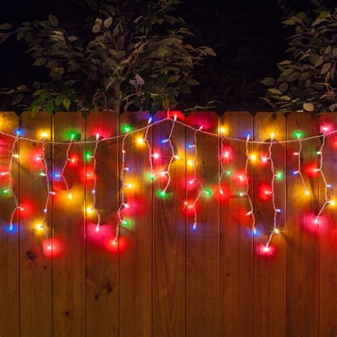 Multicolor Icicle Lights White Wire