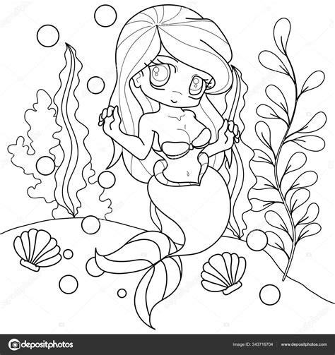 Cute Anime Mermaid Coloring Pages