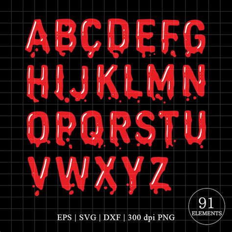 Blood Pool Alphabet Bloody Font Dripping Letters Halloween Etsy
