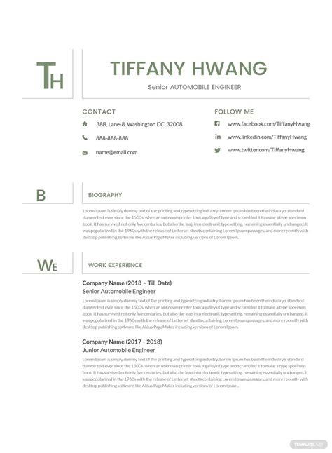 It's fast and easy to use. Free Senior Automobile Engineer Resume Template in 2020 | Resume template, Civil engineer resume ...