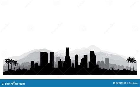 Los Angeles Usa Skyline City Silhouette With Skyscraper Buildings