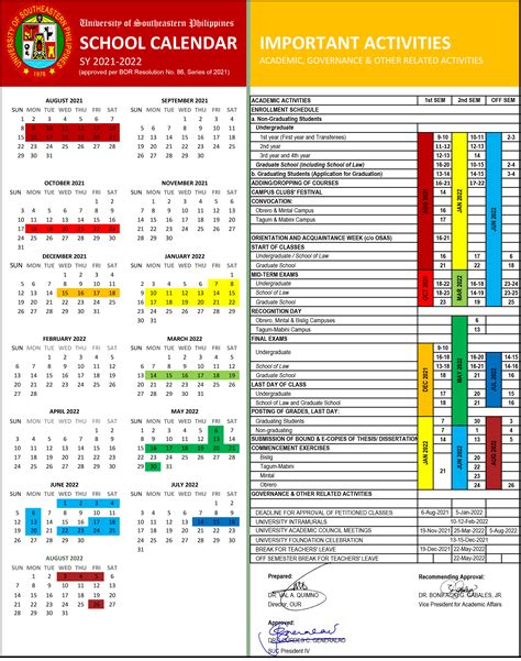 Usep School Calendar Sy 2021 2022 University Of Southeastern