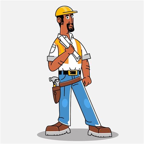 Premium Vector Hand Drawn Cartoon Construction Worker Illustration
