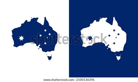 Australia Silhouette Australian Continent National Flag Stock Vector