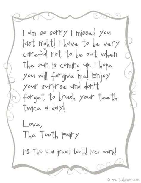 Printable Tooth Fairy Apology Letter Template Printable Templates Free