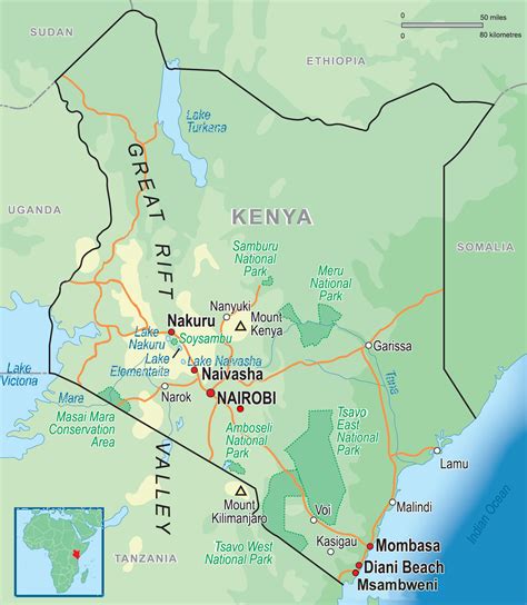 Africa Map Kenya Kenya Political Map With Capital Nairobi National