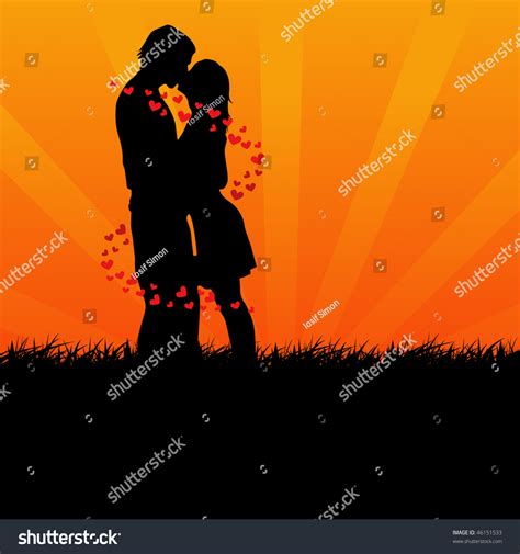 Two Lovers Kissing Vector Illustration Stock Vector Royalty Free 46151533