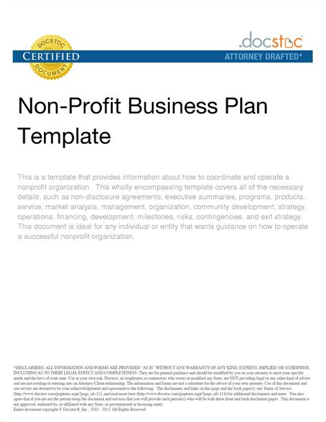 Template Ideas Nonprofit Business Plan Outlinereport Document Regarding