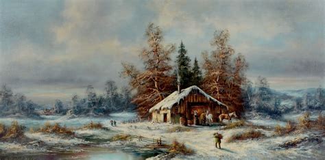 Brinkmann Albrecht 2 Works Large Panoramic Winter Scene