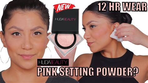 New Huda Beauty Pink Setting Powder Cherry Blossom Worth It Wear Test Oily Skin