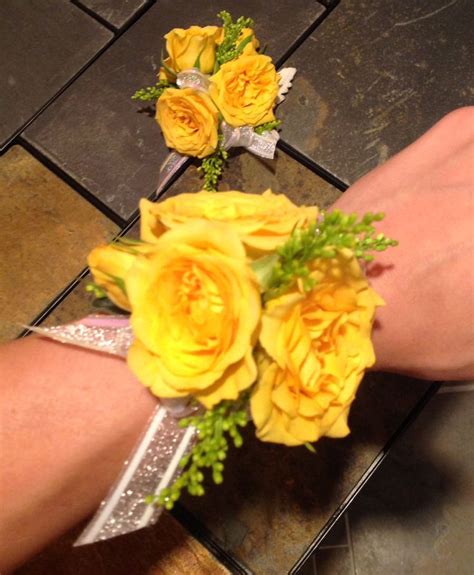 Wrist Corsages Yellow Mini Garden Spray Roses With Solidaster Accents