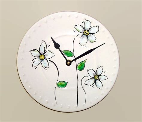 NEW Hand Painted Daisy Wall Clock 9 Inches SILENT Whimsical Etsy