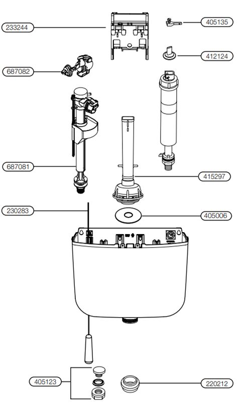 Caroma Slimline Pull Cord Cistern Spare Parts The Urinal Shop