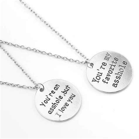2pcs Youre My Favorite Assholeyoure An Assholebut I Love You Couple Lovers Pendant Necklace