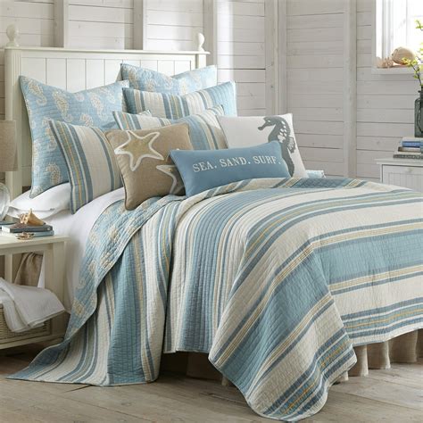 Levtex Home Blue Maui Quilt Set King Quilt Two King Pillow Shams