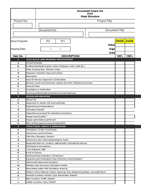Civil Steel Structure Drawing Checklist Structural Steel Engineering
