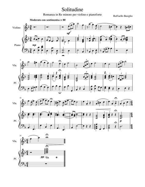 Solitudine Sheet Music For Piano Violin Solo
