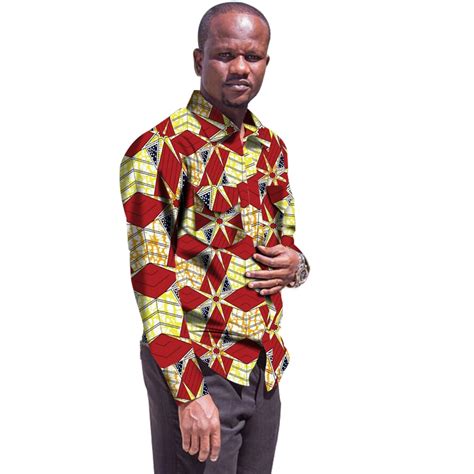 Mens African Shirts Africa Festive Pattern Long Sleeve Shirts Men