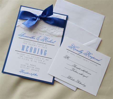 Set Of 20 Royal Blue Wedding Invitation White And Royal Blue