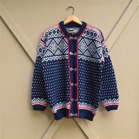 Vintage Dale Of Norway Nordic Wool Cardigan Sweater Pewter
