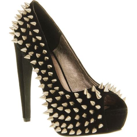 jeffrey campbell during spike black suede silver spikes 99 found on polyvore black high