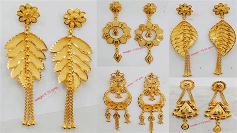 Latest Light Weight Gold Earrings Designs With Weight Shridhi Vlog YouTube