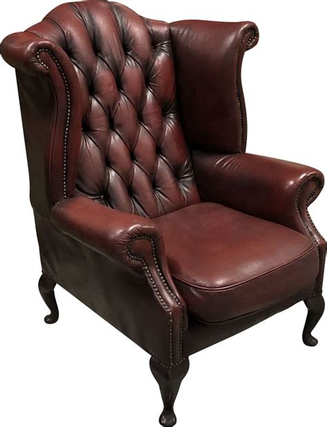 Chesterfield queen anne wingback armchair chair antique oxblood red leather. Vintage Chesterfield armchair in red leather 1970 - Design ...