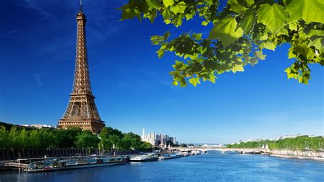 France Eiffel Tower Summer Leafs Scenery Wallpaper Travel And