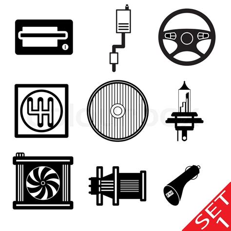 Free car accessories vector download in ai, svg, eps and cdr. Car icon parts and accessories Vector ... | Stock Vector ...