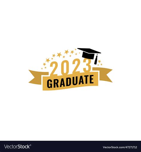 Graduate 2023 Graduation Party Logo Design Vector Image