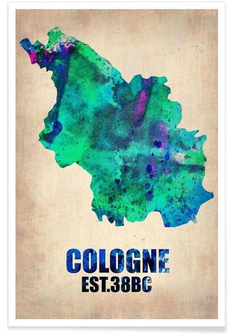 Cologne Watercolor Map Póster Juniqe