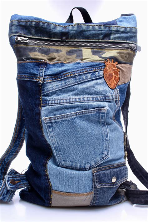 Upcycled Jeans Backpackmens Backpackdenim Backpacktripaholic Urban