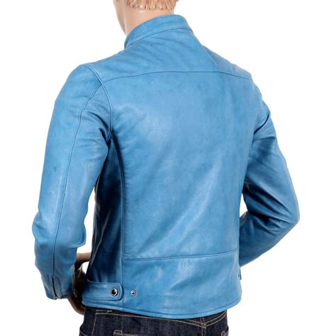 Shop For Mens Cool Blue Leather Biker Jacket At Togged