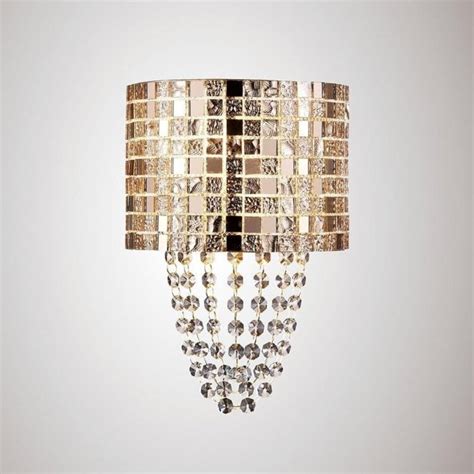 Diyas Il31621 Camden Wall Lamp 2 Light Rose Goldmosaic Glasscrystal