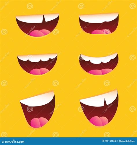 Cartoon Mouths Facial Expression Surprised Mouth With Teeth Shock