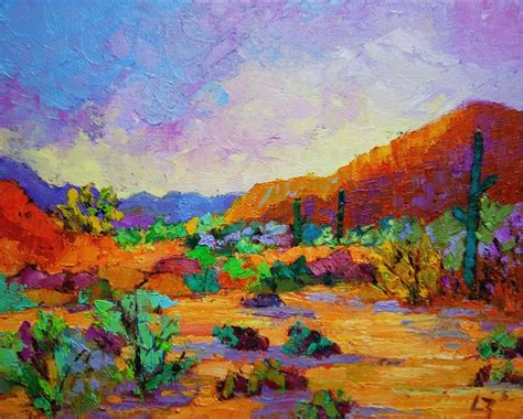 Desert Sunrise An Original 8 X 10 Inch Oil Painting By Liz Zornes