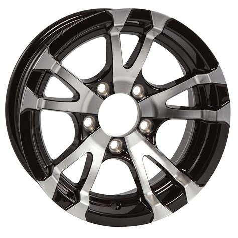 Aluminum Trailer Wheel 15x6 15 Inch Rim Black And Machined 5 Lug